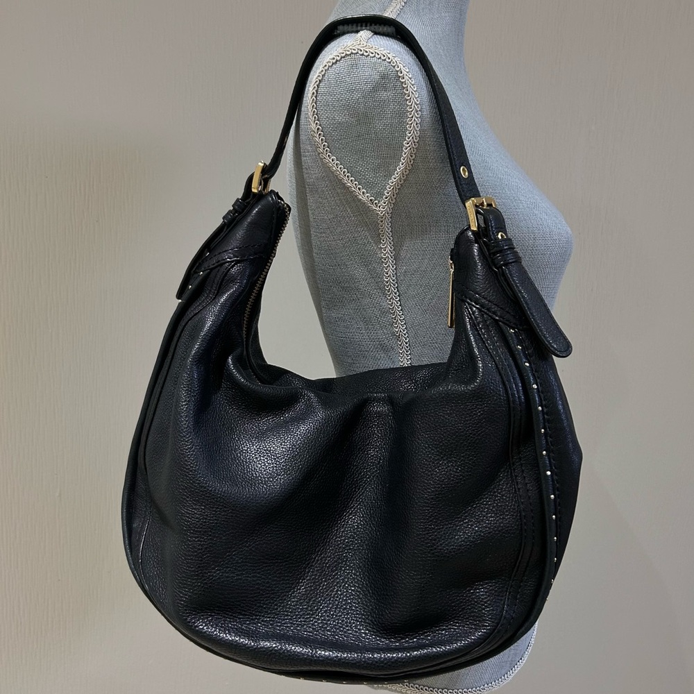 Michael Kors Leather Crescent Hobo Bag Black